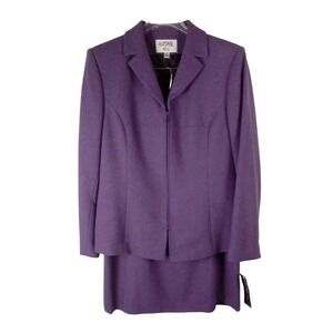 Kasper Skirt Suit Womens 12 Wool Blend Purple Lined Knee Length Skirt